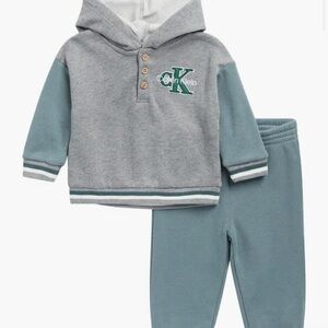 NWOT Calvin Klein Gray and Teal Kids Hoodie Set